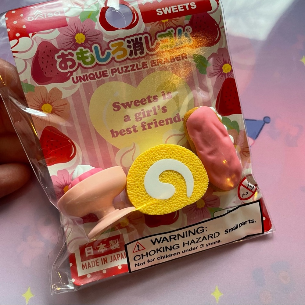 Sweet Dessert Kawaii Eraser Pack - Ice Cream, Donut, Sponge Roll - Stationery